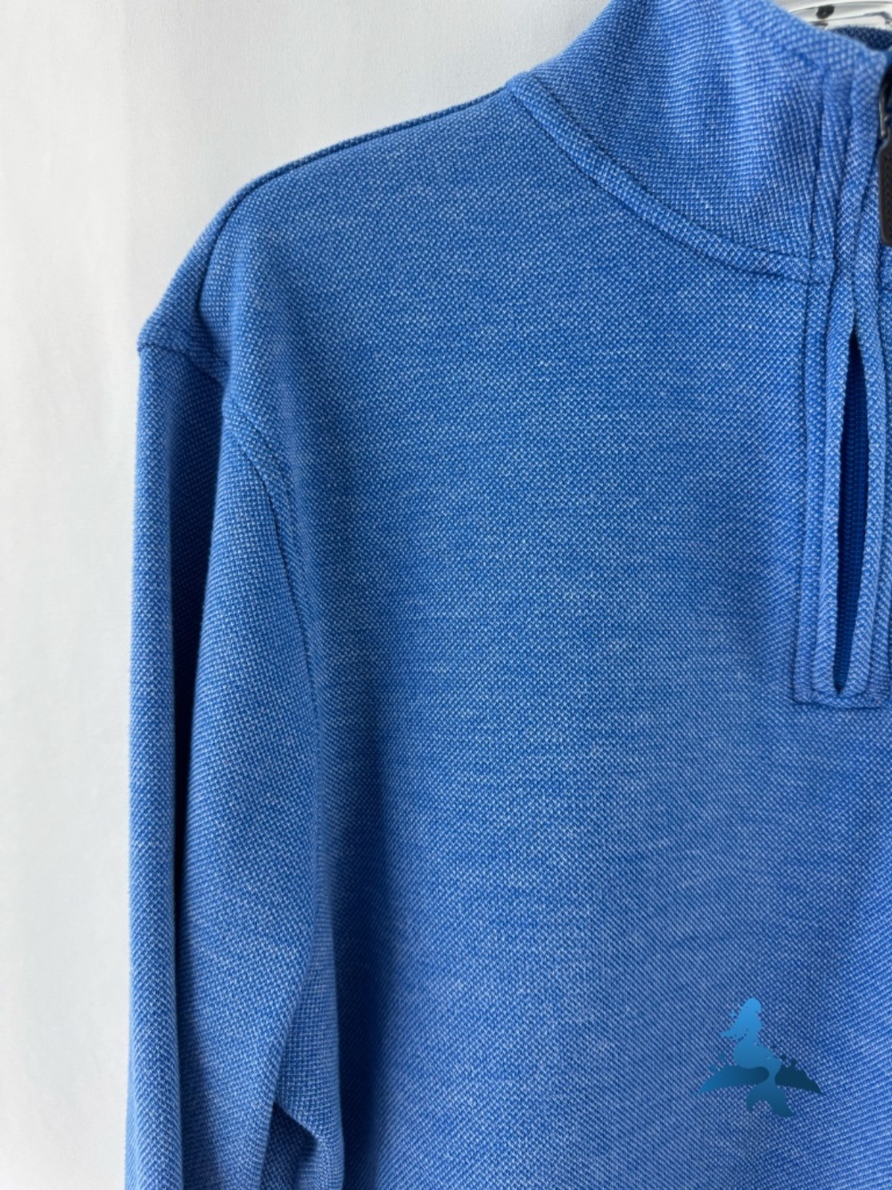 1311 J.Crew Performance Bird's-Eye Quarter-Zip Pullover - L - Blue - Picture 3 of 16